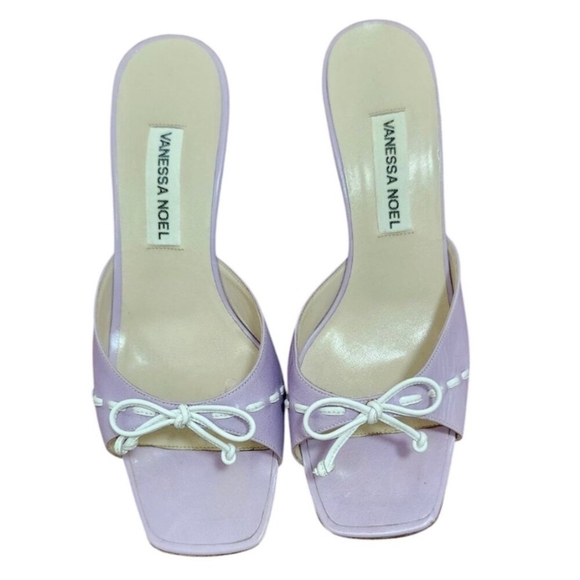 Vanessa Noel leather Block Heel Slides/Mules Size EU 37.5/US 7 - Picture 3 of 11